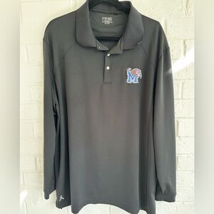 Ping Performance Black Long Sleeve Golf Polo Shirt Memphis Tigers Logo Size XXL